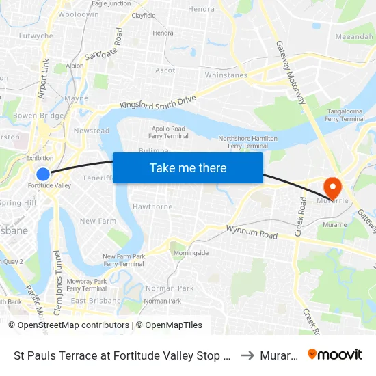 St Pauls Terrace at Fortitude Valley Stop 232 to Murarrie map