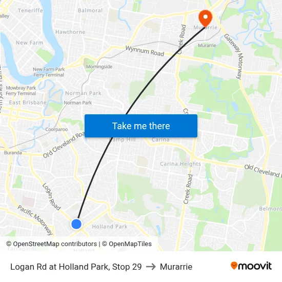 Logan Rd at Holland Park, Stop 29 to Murarrie map