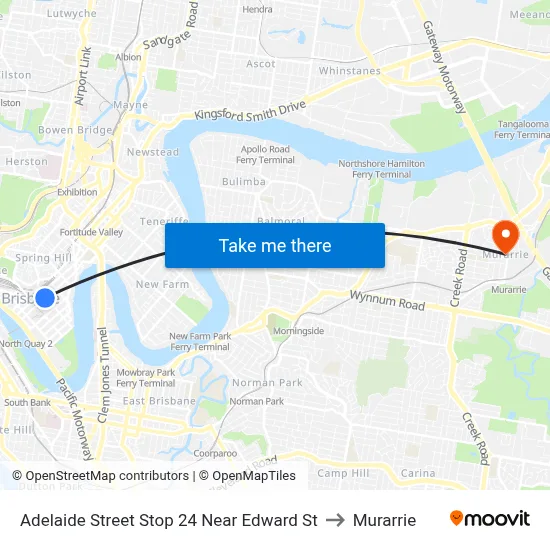Adelaide Street Stop 24 Near Edward St to Murarrie map