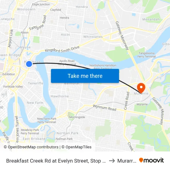 Breakfast Creek Rd at Evelyn Street, Stop 10 to Murarrie map
