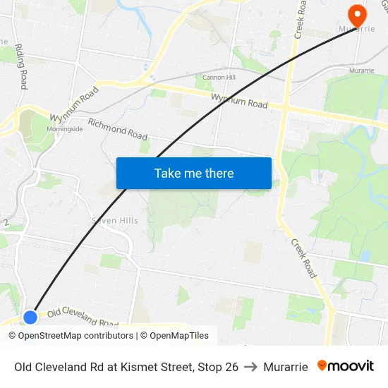 Old Cleveland Rd at Kismet Street, Stop 26 to Murarrie map