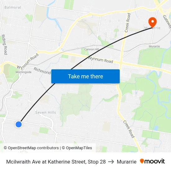 Mcilwraith Ave at Katherine Street, Stop 28 to Murarrie map