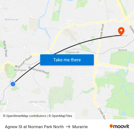 Agnew St at Norman Park North to Murarrie map