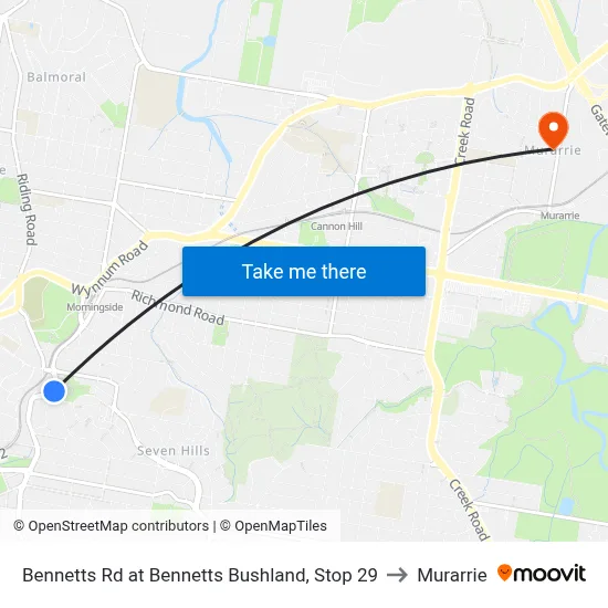 Bennetts Rd at Bennetts Bushland, Stop 29 to Murarrie map