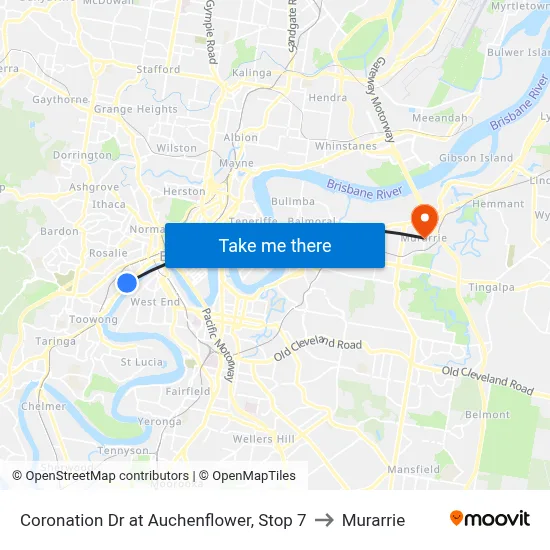 Coronation Dr at Auchenflower, Stop 7 to Murarrie map