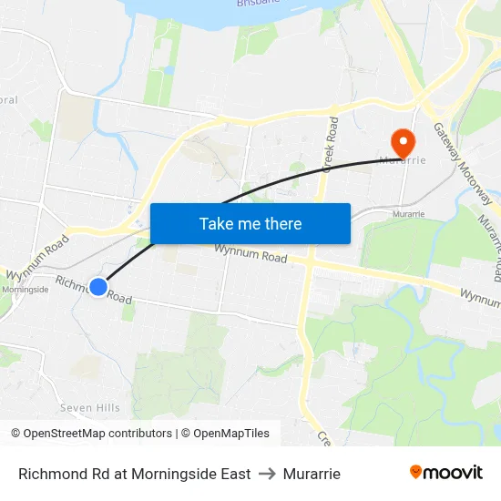 Richmond Rd at Morningside East to Murarrie map