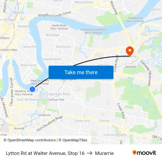 Lytton Rd at Walter Avenue, Stop 16 to Murarrie map