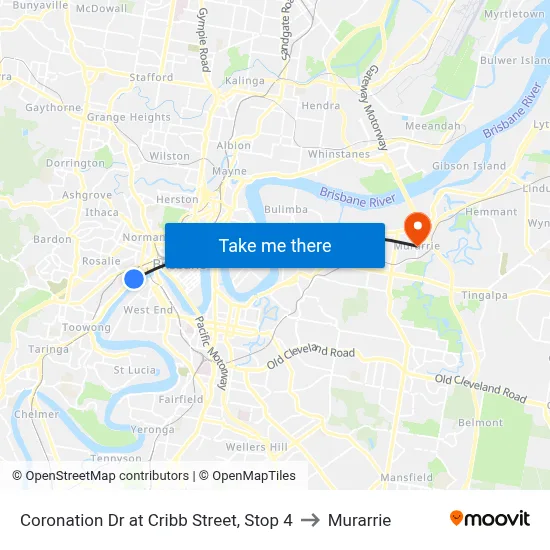 Coronation Dr at Cribb Street, Stop 4 to Murarrie map