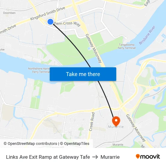 Links Ave Exit Ramp at Gateway Tafe to Murarrie map