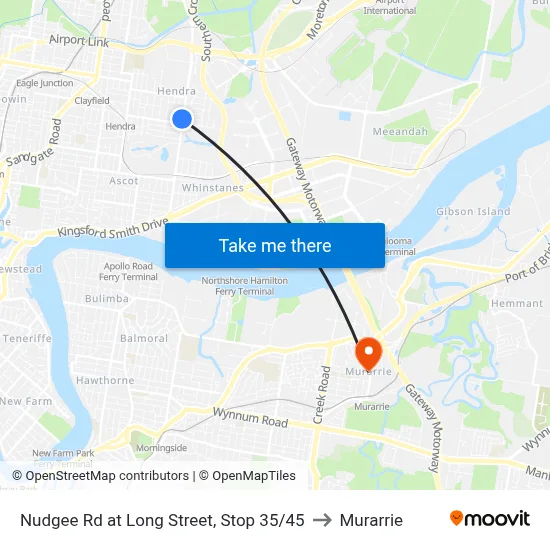 Nudgee Rd at Long Street, Stop 35/45 to Murarrie map