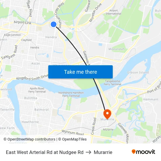 East West Arterial Rd at Nudgee Rd to Murarrie map