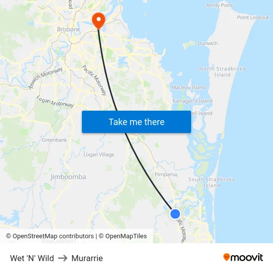 Wet 'N' Wild to Murarrie map