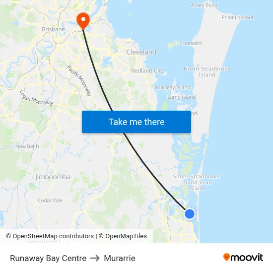 Runaway Bay Centre to Murarrie map
