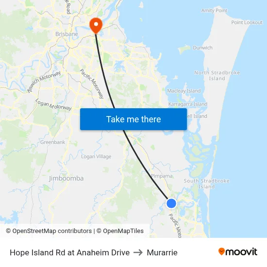 Hope Island Rd at Anaheim Drive to Murarrie map
