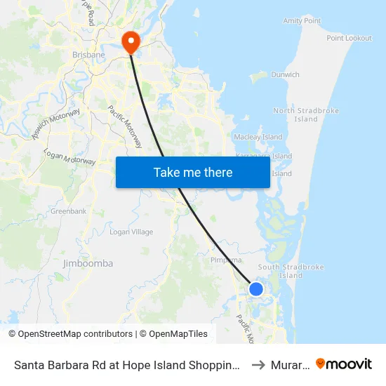 Santa Barbara Rd at Hope Island Shopping Centre to Murarrie map