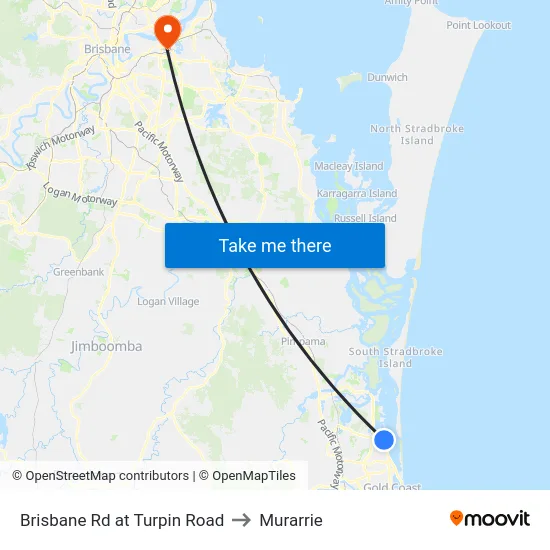 Brisbane Rd at Turpin Road to Murarrie map
