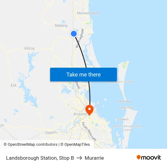 Landsborough Station, Stop B to Murarrie map