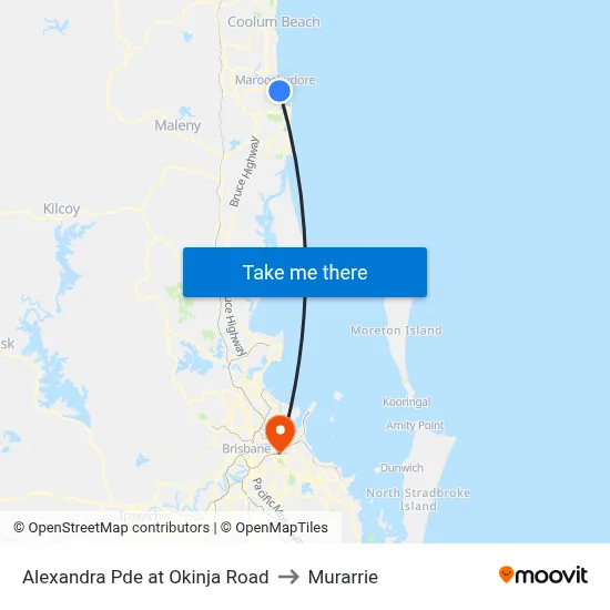 Alexandra Pde at Okinja Road to Murarrie map