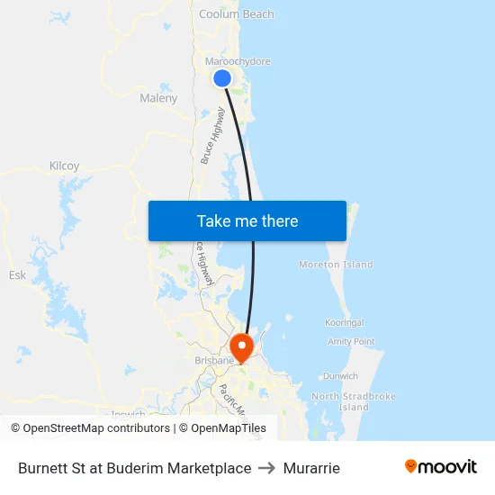 Burnett St at Buderim Marketplace to Murarrie map