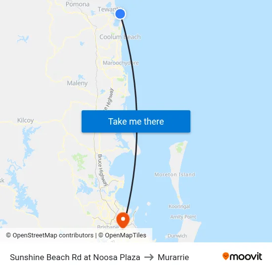 Sunshine Beach Rd at Noosa Plaza to Murarrie map