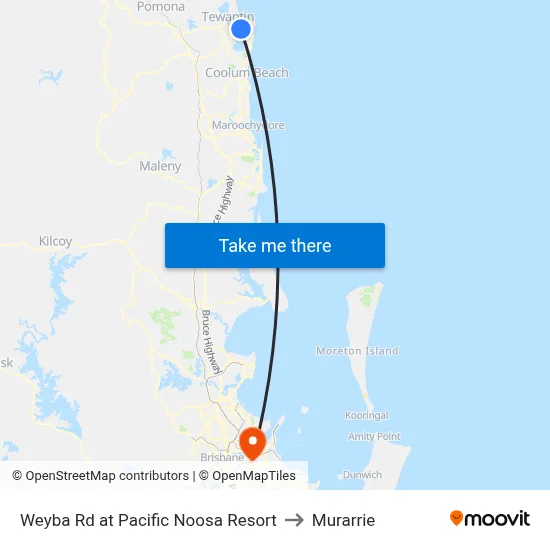 Weyba Rd at Pacific Noosa Resort to Murarrie map