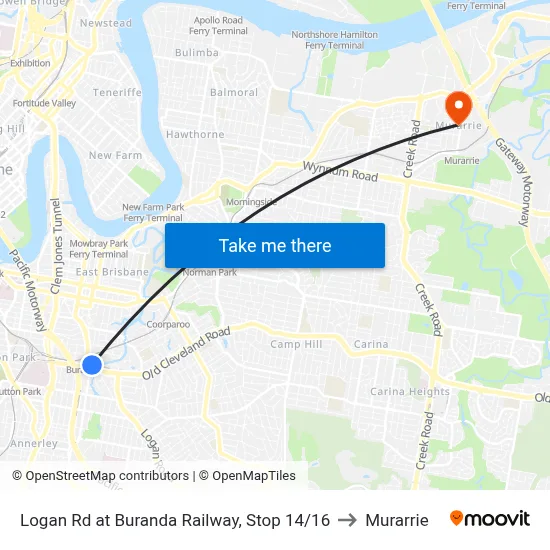 Logan Rd at Buranda Railway, Stop 14/16 to Murarrie map