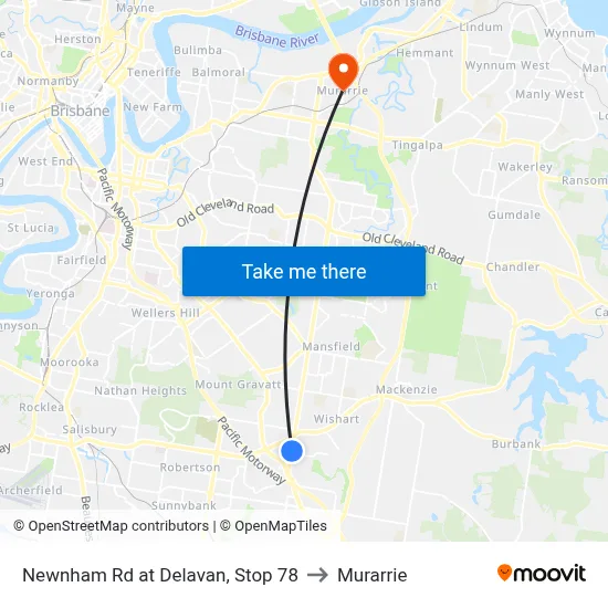 Newnham Rd at Delavan, Stop 78 to Murarrie map
