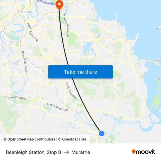 Beenleigh Station, Stop B to Murarrie map
