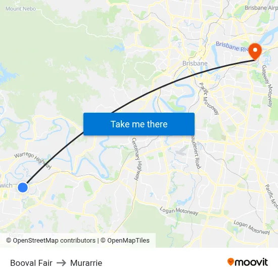 Booval Fair to Murarrie map
