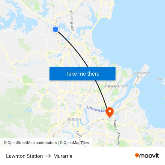 Lawnton Station to Murarrie map