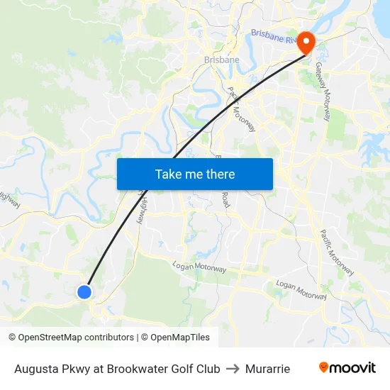 Augusta Pkwy at Brookwater Golf Club to Murarrie map