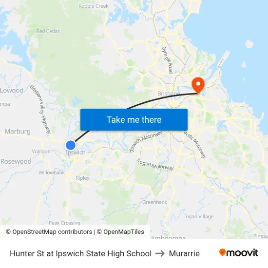 Hunter St at Ipswich State High School to Murarrie map