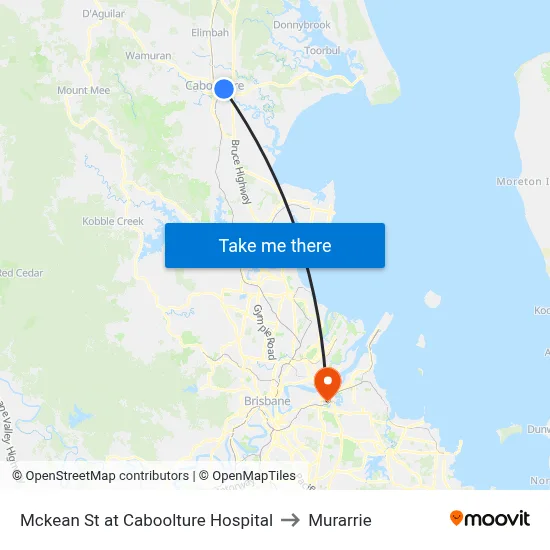 Mckean St at Caboolture Hospital to Murarrie map