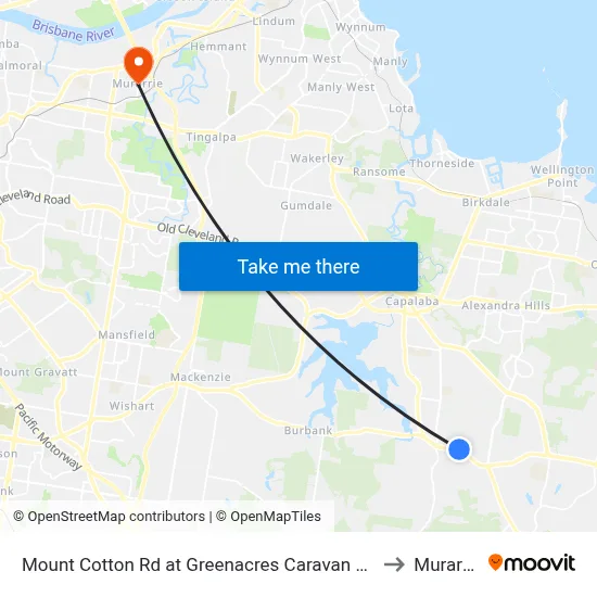 Mount Cotton Rd at Greenacres Caravan Park to Murarrie map