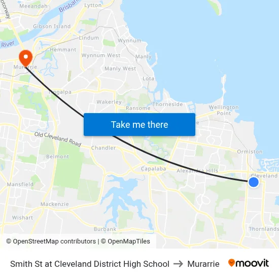 Smith St at Cleveland District High School to Murarrie map
