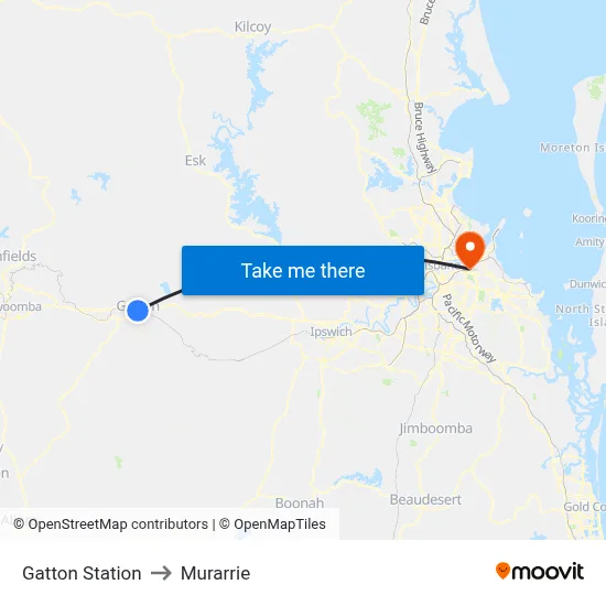 Gatton Station to Murarrie map