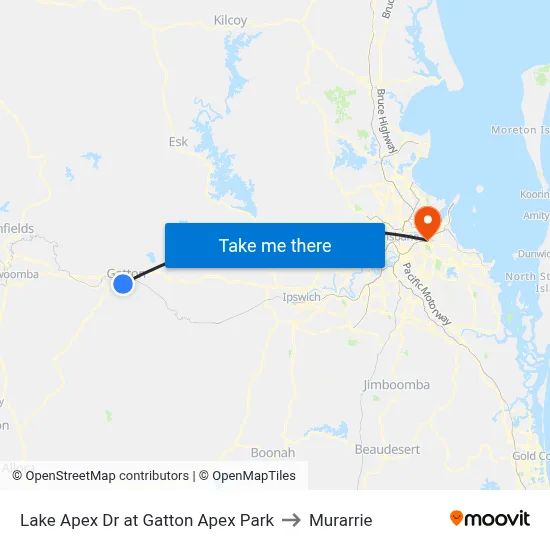 Lake Apex Dr at Gatton Apex Park to Murarrie map