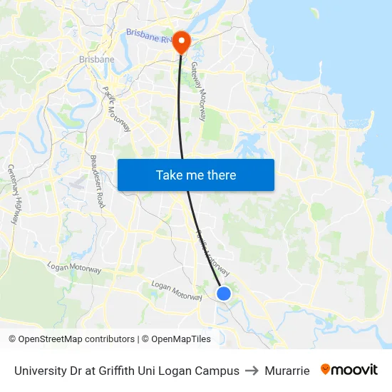 University Dr at Griffith Uni Logan Campus to Murarrie map