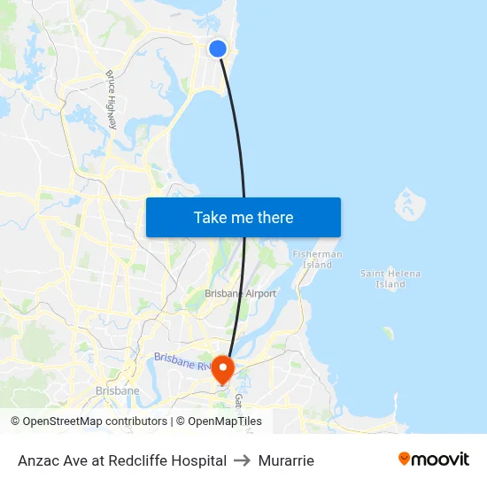 Anzac Ave at Redcliffe Hospital to Murarrie map