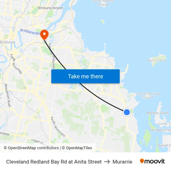 Cleveland Redland Bay Rd at Anita Street to Murarrie map