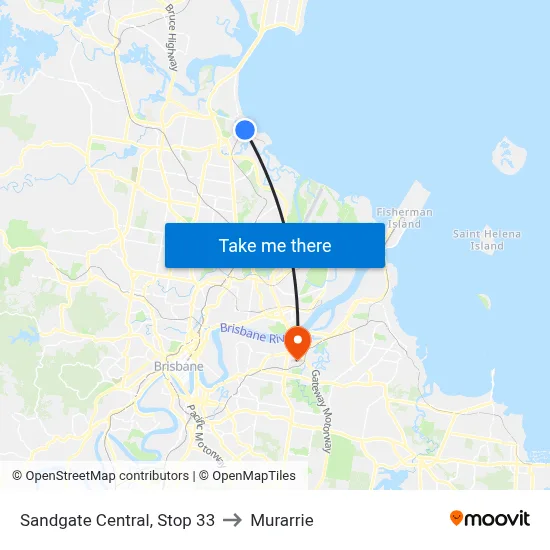 Sandgate Central, Stop 33 to Murarrie map