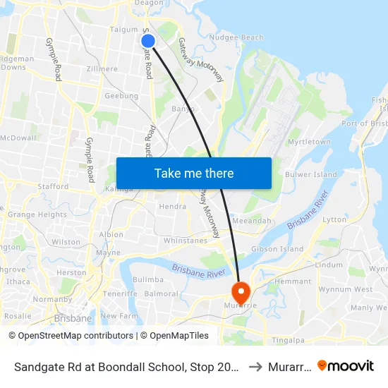 Sandgate Rd at Boondall School, Stop 20/21 to Murarrie map