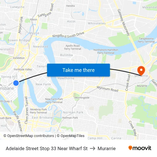 Adelaide Street Stop 33 Near Wharf St to Murarrie map