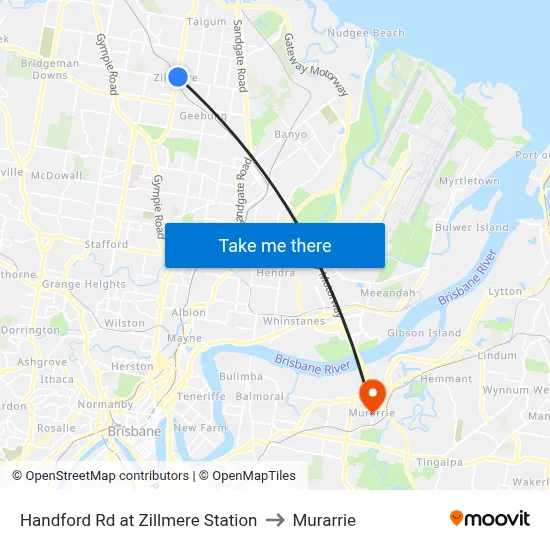 Handford Rd at Zillmere Station to Murarrie map