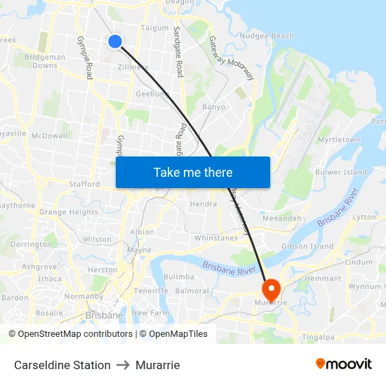 Carseldine Station to Murarrie map