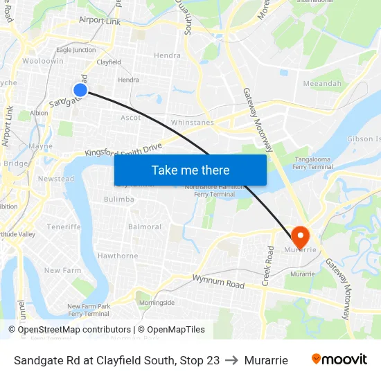 Sandgate Rd at Clayfield South, Stop 23 to Murarrie map