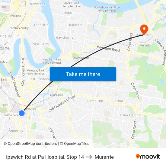 Ipswich Rd at Pa Hospital, Stop 14 to Murarrie map