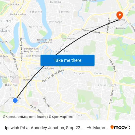 Ipswich Rd at Annerley Junction, Stop 22/21 to Murarrie map