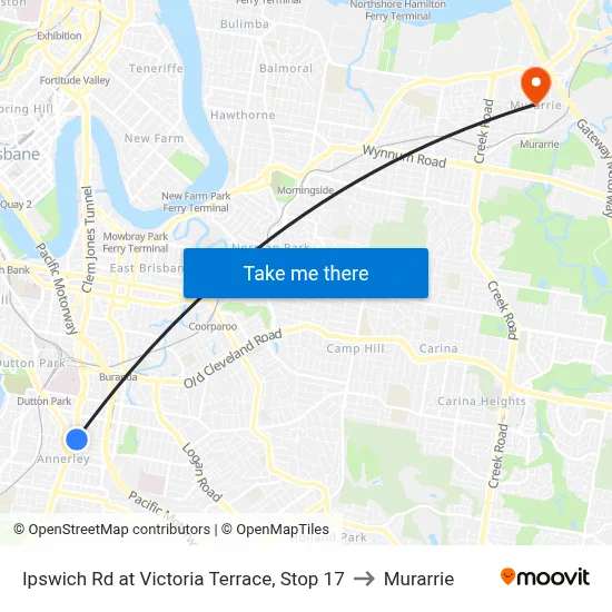 Ipswich Rd at Victoria Terrace, Stop 17 to Murarrie map