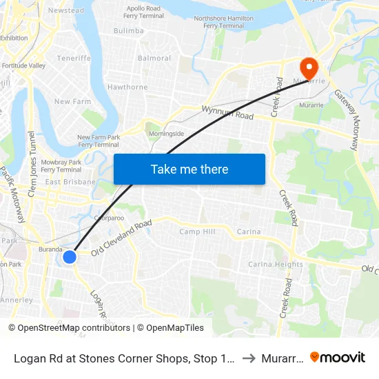 Logan Rd at Stones Corner Shops, Stop 17a to Murarrie map